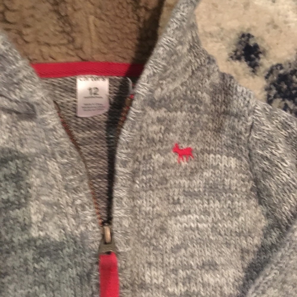 Carters size 12m boys zip sweater